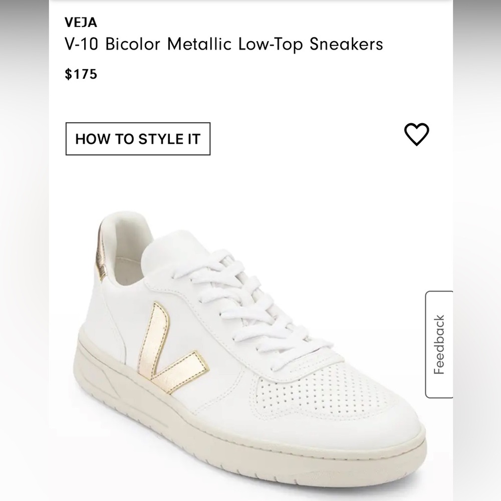 Veja V-10 Bicolor Metallic Low-Top Sneakers